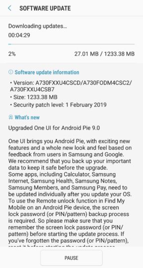 Download and Install Samsung Galaxy A8+ Android 9.0 Pie (One UI)