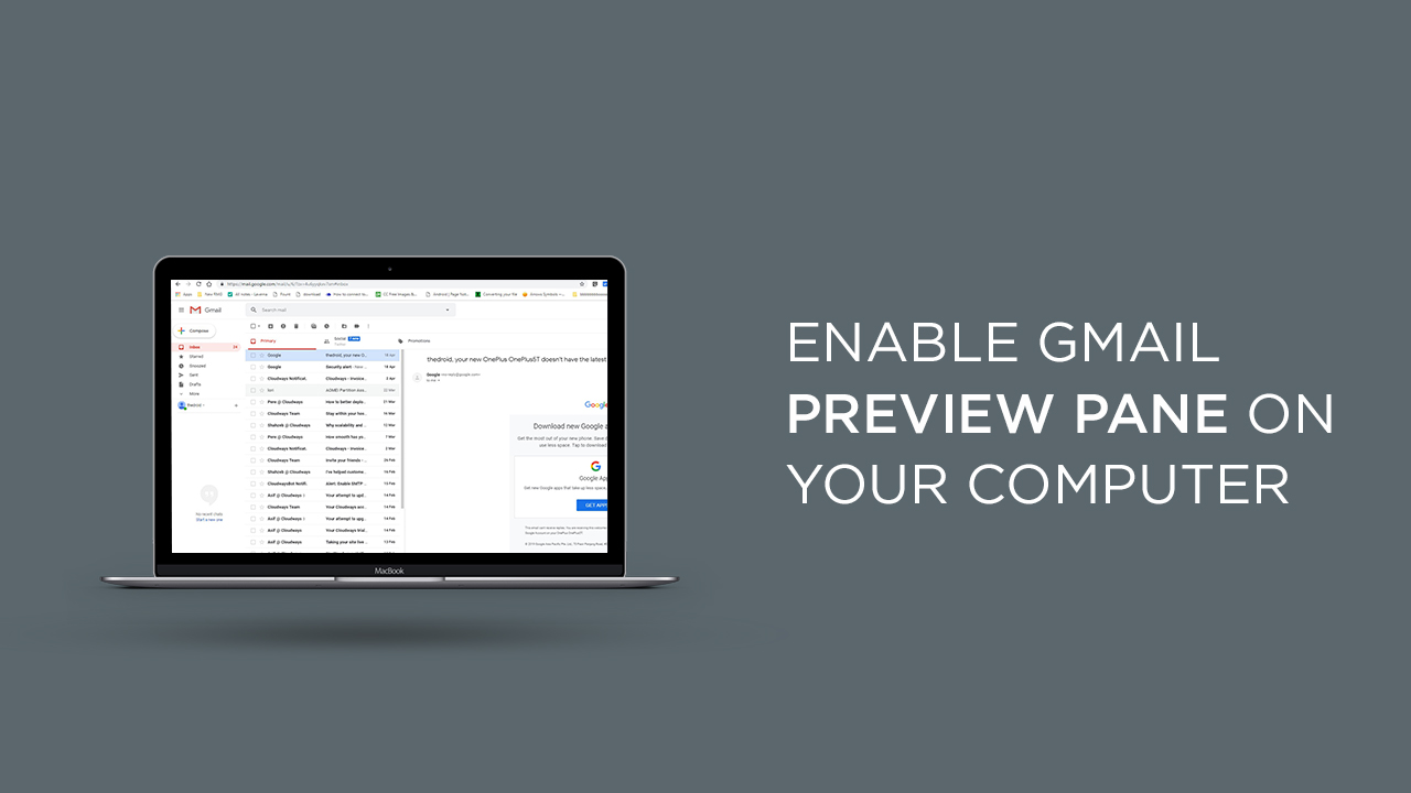 Enable Gmail Preview Pane on your Computer